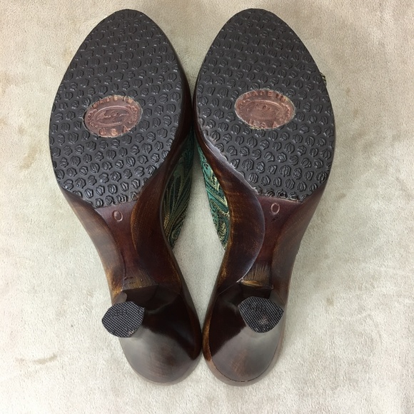 SALPY handcrafted open toe platform heels like new SZ 10 - Picture 7 of 8